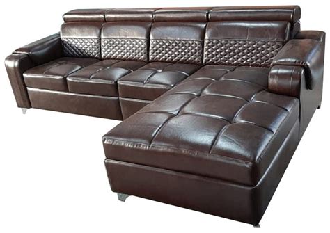 6 seater wooden brown l shape sofa cum bed with lounger at rs 45000
