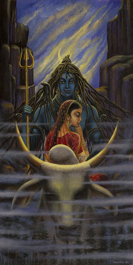 Shiva Parvati Night In Himalayas Painting By Vrindavan Das Fine Art