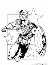 Coloring Captain America Superhero Pages Printable sketch template