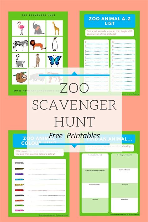 printable zoo scavenger hunt games  perfect  kids