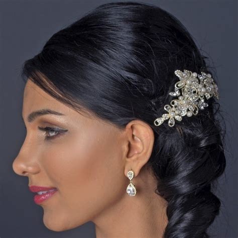 Gold And Ivory Pearl Floral Bridal Comb Bridal Hair Accessories How
