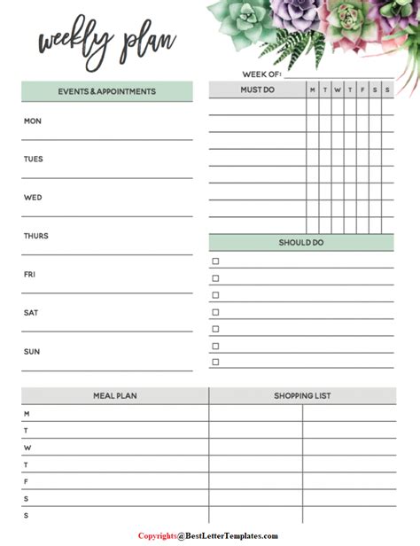 printable planner  daily weekly planner insert   etsy riset