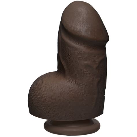 The D Fat D 6 Inches With Balls Ultraskyn Brown Dildo On