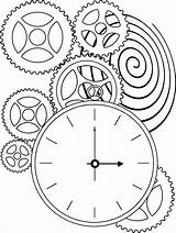 Cog Coloring Clock sketch template