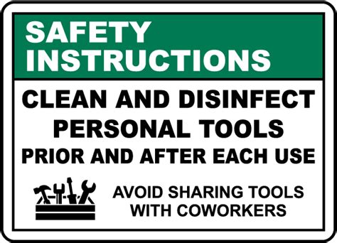 safety instructions clean personal tools sign   safetysigncom