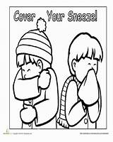 Manners Hygiene Coloring Cough Sneeze Higiene Manieren Habitos Sauberkeit Vorschulalter Weiterbildung Sachkunde Gesundheitserziehung Sneezes Germs Sätze Zeitformen Positive Clipartmag Educacion sketch template