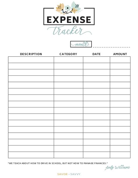 expense tracker printable filnize