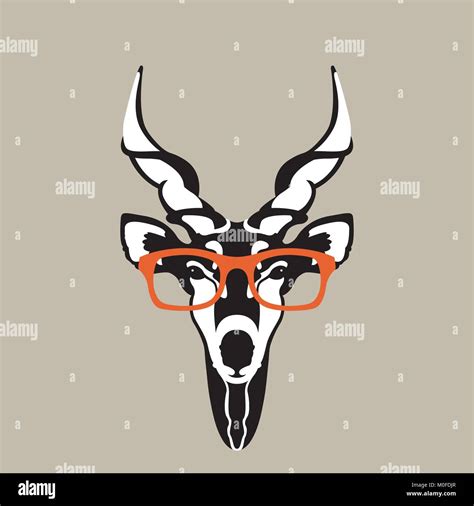 antelope face glasses vector illustration front side stock vector image