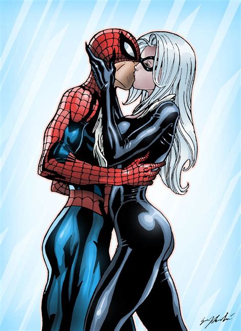 Spider Man And Black Cat Kiss By Dark0knight93 Deviantart