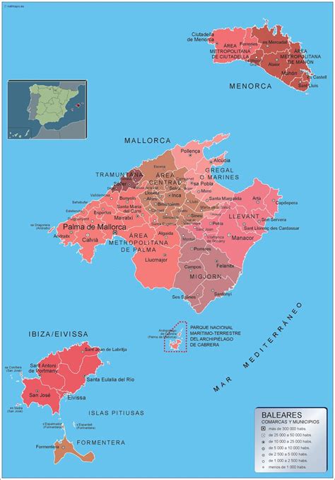 mapa islas baleares por municipios enmarcado plastificado grande mapas grandes de pared de