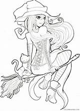 Kleurplaten Ragazze Witches Coloring4free Malvorlagen Mädchen Dziewczynki Witchy Drukuj Kategorien sketch template