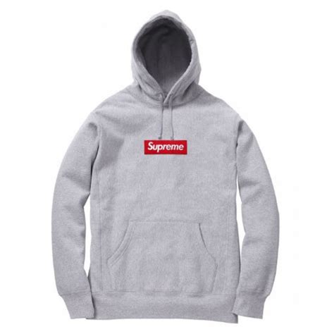 supreme box logo pullover hoodie gray