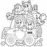 Car Coloring Pages Animals Traveling Surfnetkids Travel sketch template