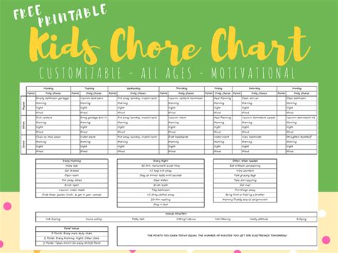 printable kids chore chart chore chart chores  kids
