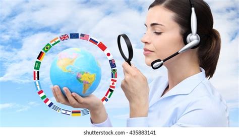 concept search customer service operator woman stock photo