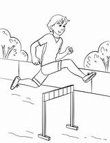 Coloring Jumping Hurdle Boy Pages Printable Drawing Athletics Categories sketch template