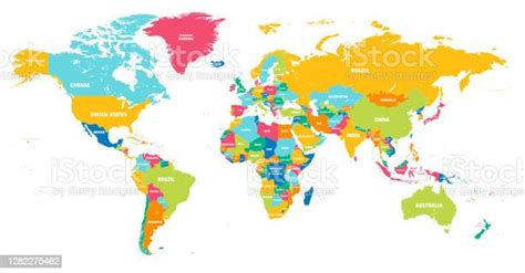 Colored World Map Political Maps Colorful World Countries
