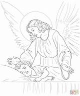 Guardian Coloring Angel Getcolorings Sleeping Child Easy sketch template