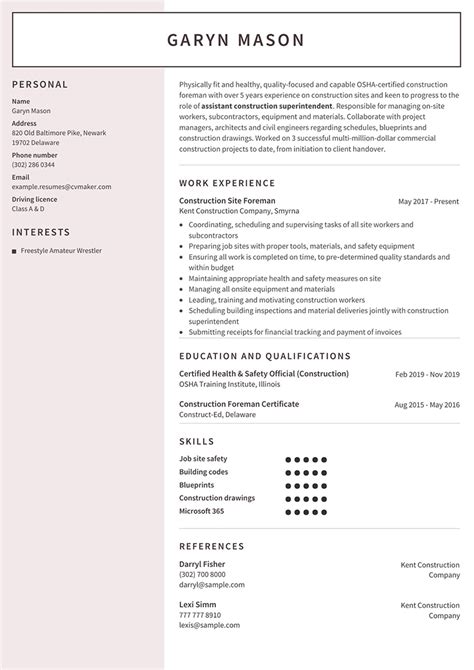 construction superintendent resume  writing guide