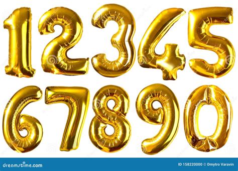 golden balloon numbers isolated  white stock photo image
