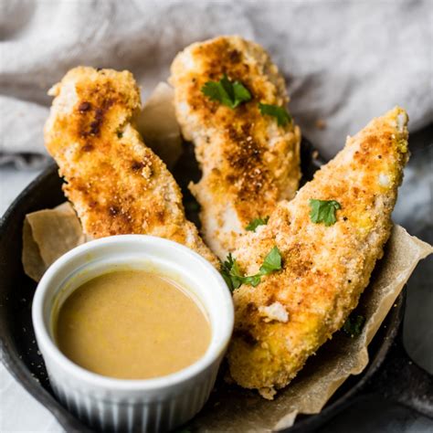 baked paleo chicken tenders with honey mustard dip