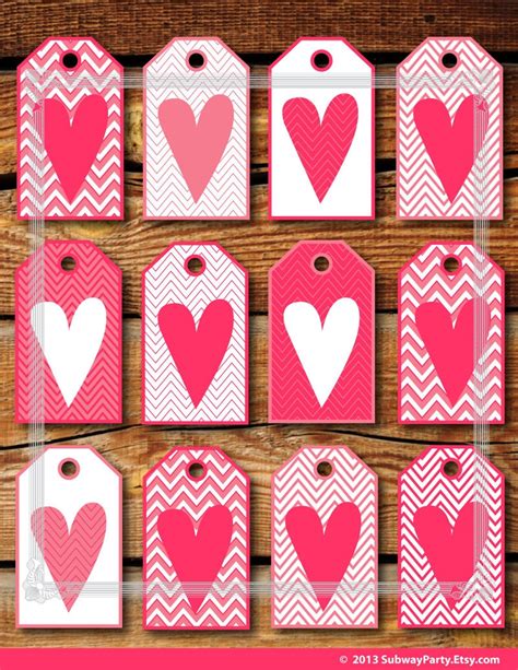 printable valentines day gift tags  pink white