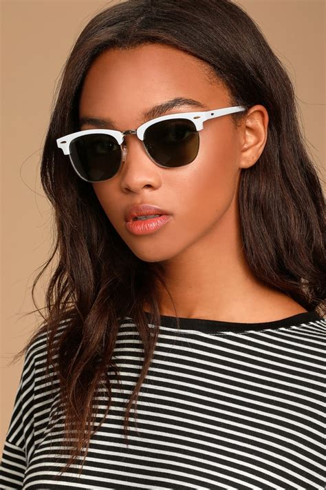 chic white sunglasses clubmaster inspired sunglasses lulus