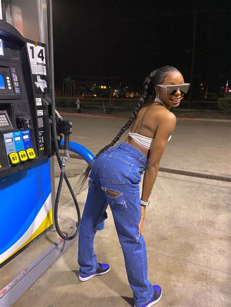 gas station photoshoot baddie outfits casual fashion poses teenager