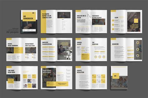 yellow  black brochure  open  show  layouts