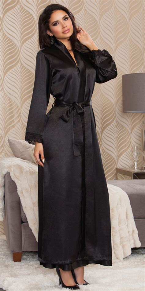 Long Satin Robe Sexy Womens Sleepwear Loungewear