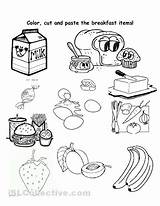 Breakfast Food Healthy Worksheet Color Worksheets Cut Paste Printable Vocabulary Kids Dinner Lunch Coloring Pre Worksheeto Via Printablee Today Visit sketch template