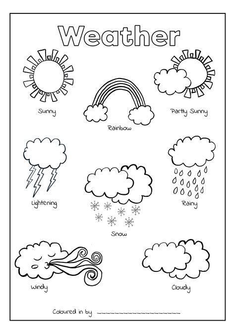 weather colouring printable english lessons  kids printable