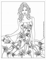 Coloring Pages Fashion Girls Printable Dresses Colouring Dress Adults Sheets Library Clipart Books Designs Print Floral Clothes Color Kids Girl sketch template