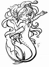 Mermaid Coloring Anime Pages Chibi Printable Color Girl Getcolorings Deviantart Print sketch template