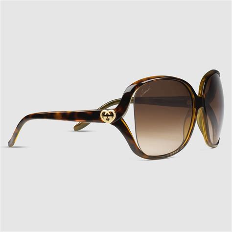 lyst gucci tortoise square sunglasses in brown