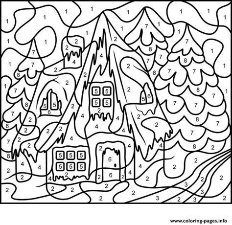 print color  number adults house  coloring pages  christmas