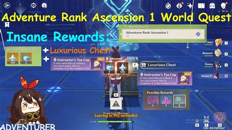 adventure rank ascension  insane rewardsworld quest genshin impact