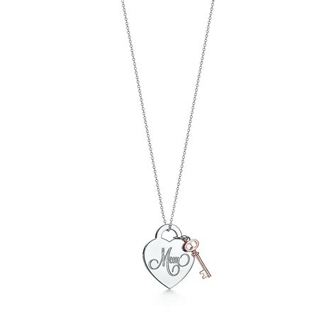 Return To Tiffany® Mom Heart And Key Pendant In Silver And Rubedo