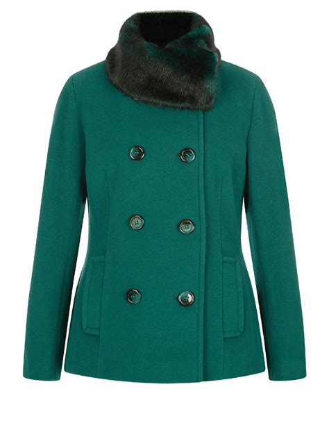 precis petite short wool coat  green blue lyst