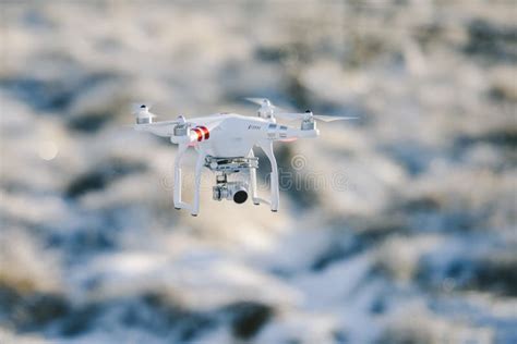 flying drone  camera winter scene stock image image  mount camera