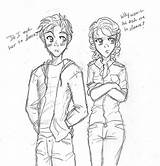 Percy Annabeth Colouring Heroes Chase Enchanted Forest Percabeth Albanysinsanity Olympians Shy sketch template