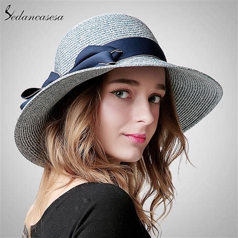sedancasesa fashion beach hat female summer sun hat foldable wide brim