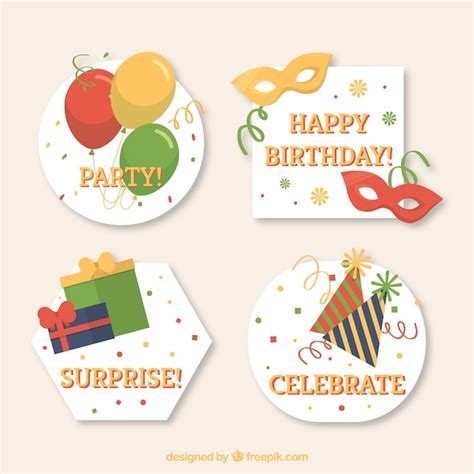 vector birthday labels