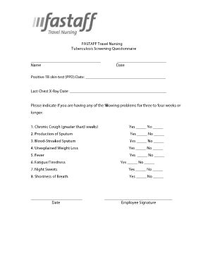 printable tb test  employment   form fill   sign