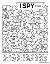 Spy Coloring Trouve Cherche Formes Hidden Papertraildesign Classroom sketch template