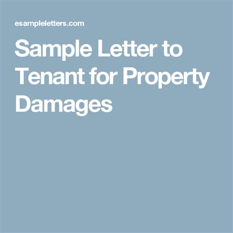 sample letter  tenant  property damages landlady pinterest