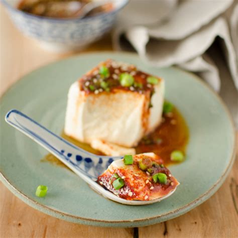 steamed soft tofu  soy chili sauce