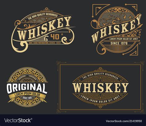 set  vintage label western style royalty  vector image