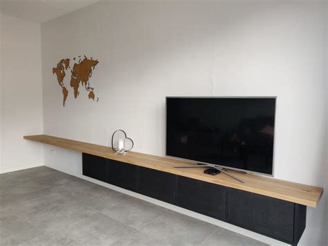 eiken tv meubel liam zwevend met eikenblad massive wood