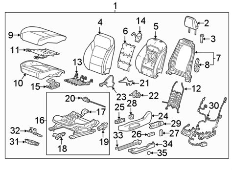 diagram seats tracks driver seat components   gmc acadia